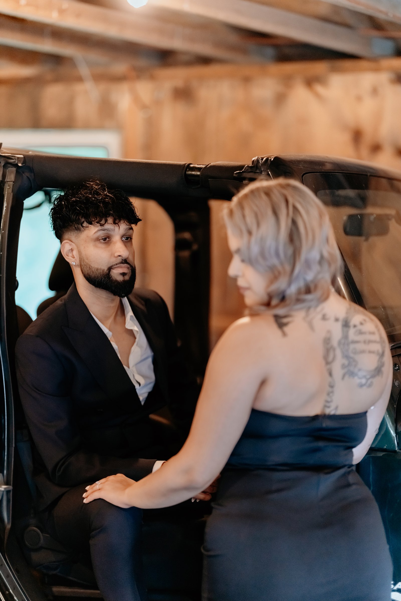 Smiling couple captured during romantic pre-wedding session