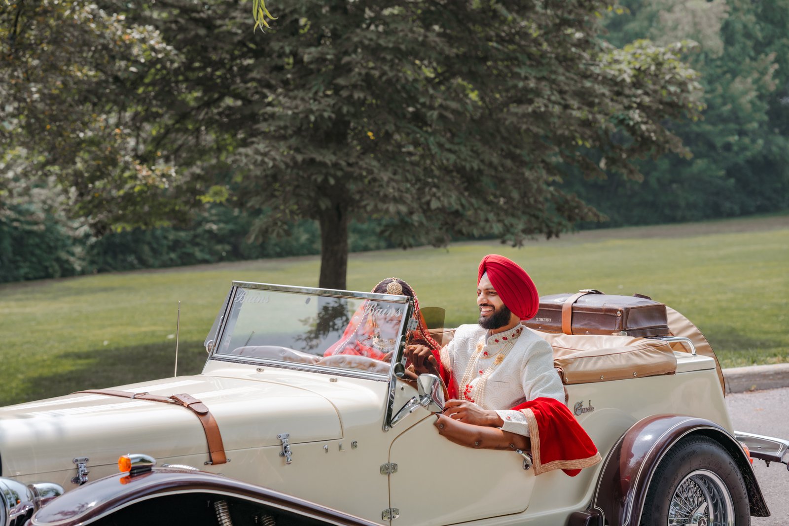 Happy couple smiling during candid shoot