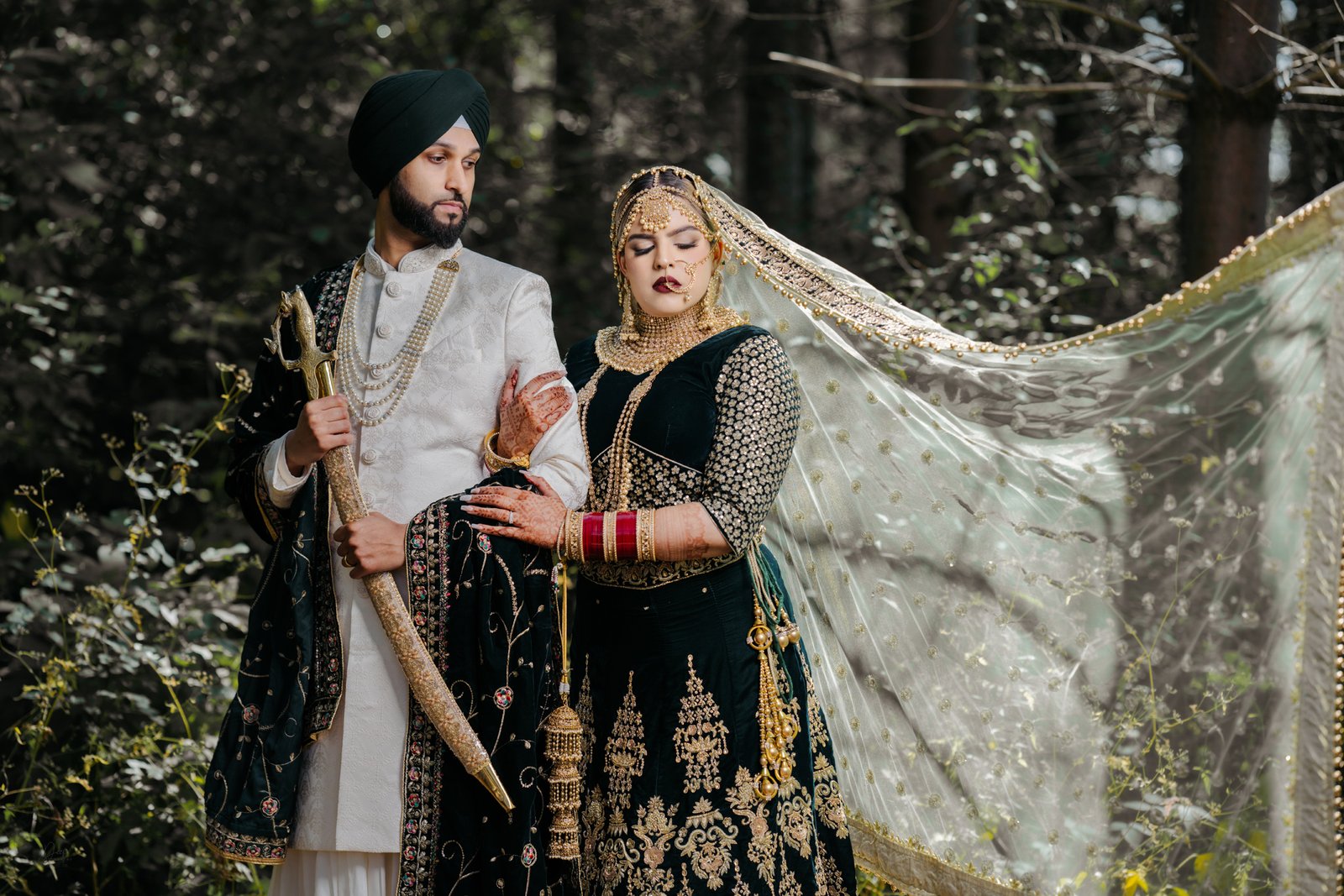 Bride and groom sharing a loving gaze