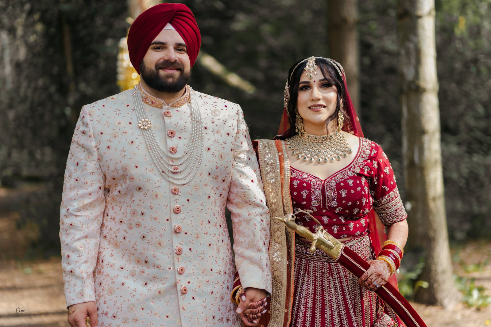 Elegant portrait of newly married couple